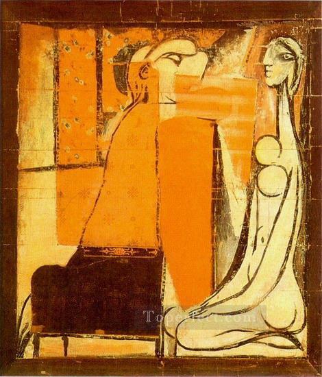 Confidences Deux femmes carton pour une tapisserie 1934 Cubism Oil Paintings